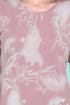 Velure Elegant Floral Print Short Nighty - Velure - - Cotton, Floral Print, Half Sleeves, Knee Length, Round neck
