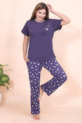 Velure Lovely Heart Print Pajama Set - Velure - - Cotton, Full Length Pant, Half Sleeves, Round neck nightsuit