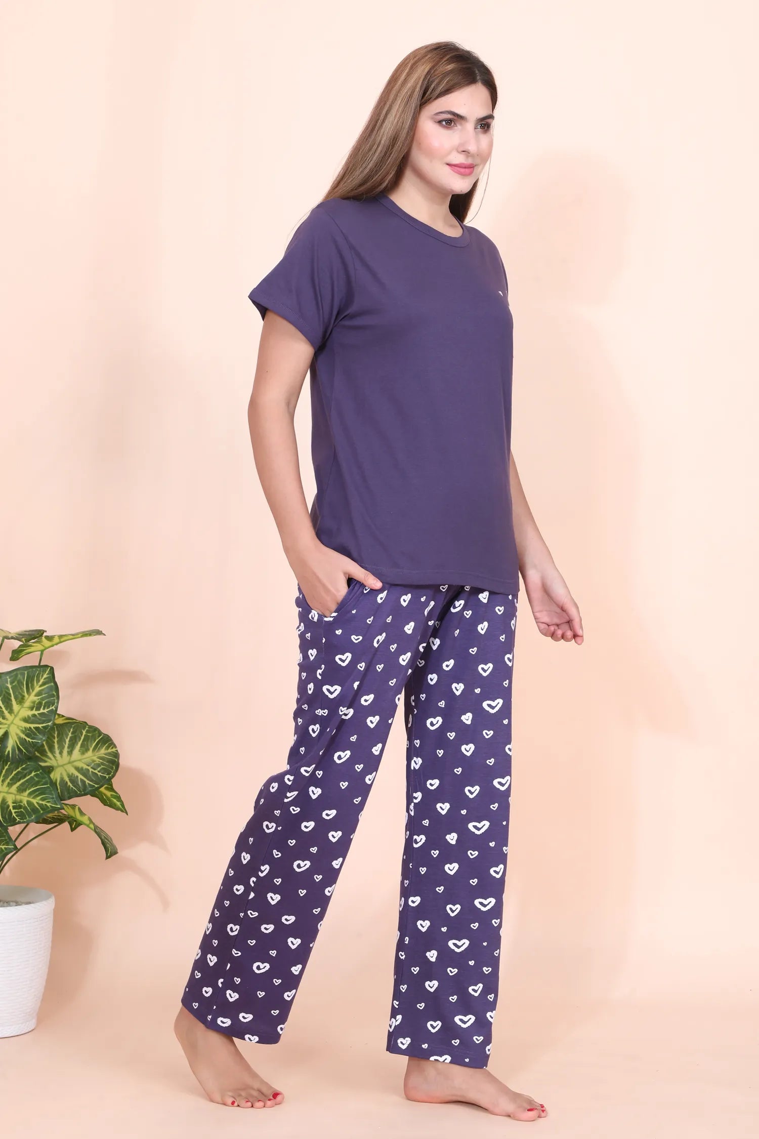 Velure Lovely Heart Print Pajama Set