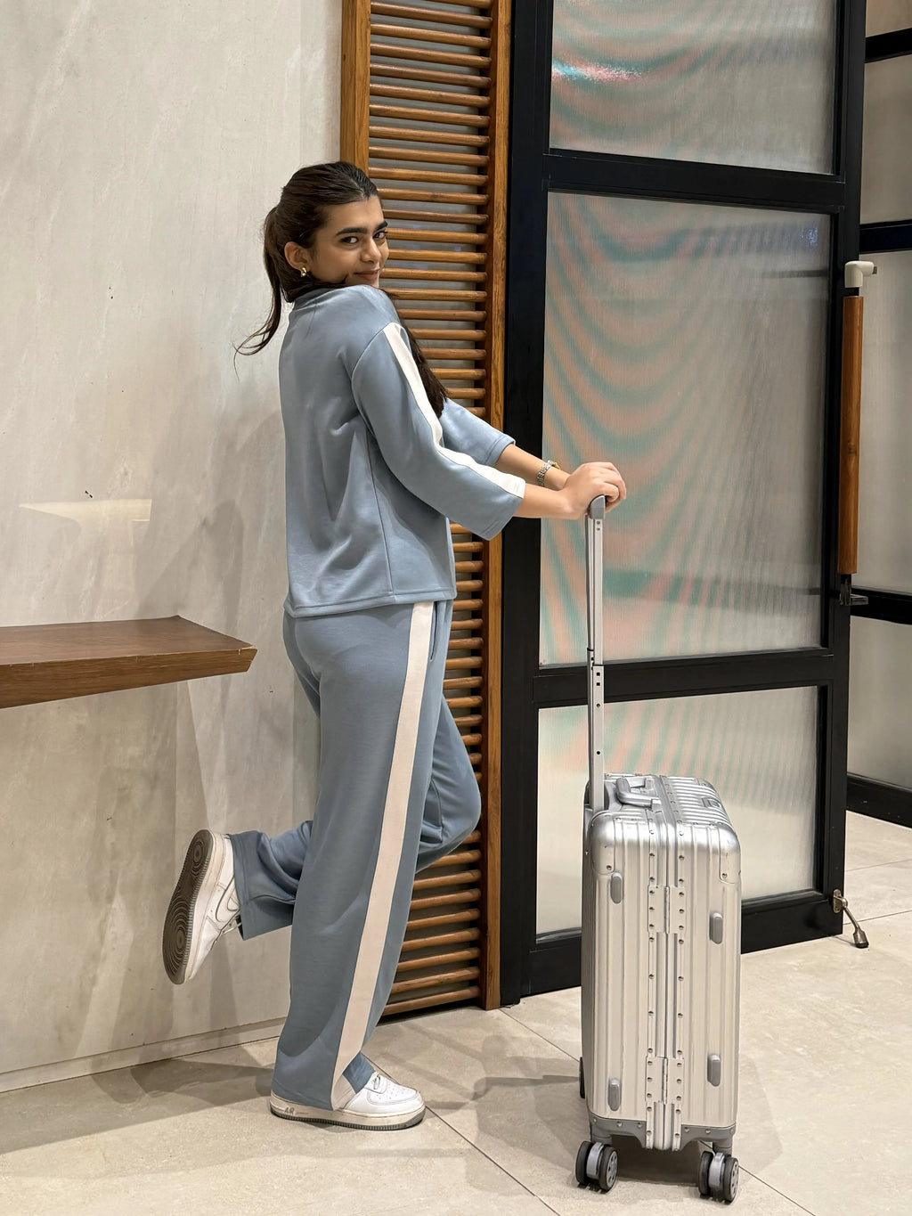 Velure Sky Blue Voyage Travel Set - Velure - - 3/4 Sleeves, Full Length Pant, Round neck