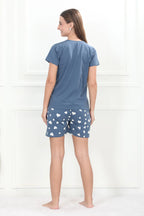 Velure Heart Print Shorts Set - Velure - - Cotton Lycra Fabric, Half Sleeves, Printed, Round neck, Shorts