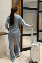 Velure Sky Blue Voyage Travel Set - Velure - - 3/4 Sleeves, Full Length Pant, Round neck