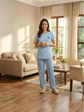 Velure Soothing Blue Floral Pajama Set
