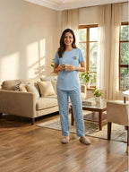 Velure Soothing Blue Floral Pajama Set