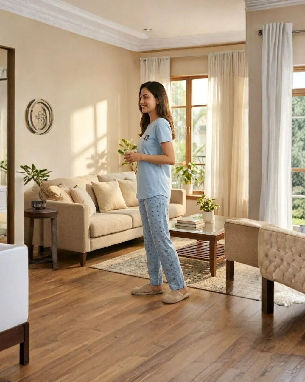 Velure Soothing Blue Floral Pajama Set