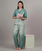 Velure Ethnic Co-ord Set - Velure - - 3/4 Sleeves, Collar Neck, Cotton, Full Length Pant, Ombre