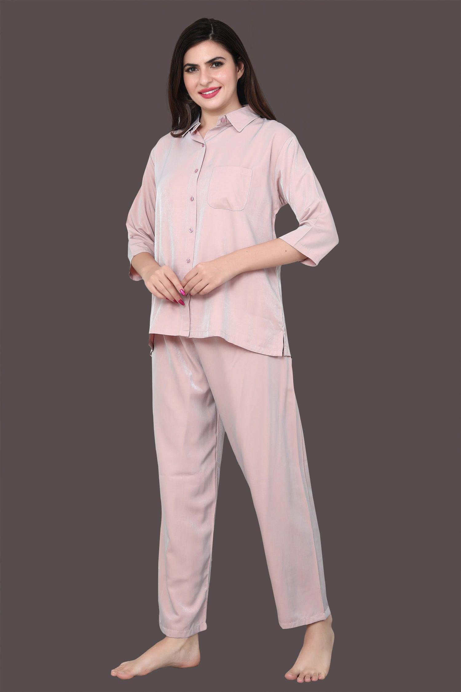 Velure Casual Co-ord Set - Velure - Co-ord Sets - 3/4 Sleeves, Collar Neck, Front Button Open, Full Length Pant