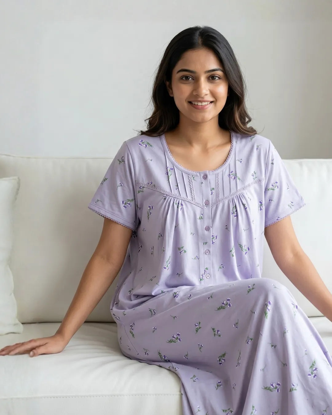Velure Lavender Bloom Hosiery Nighty