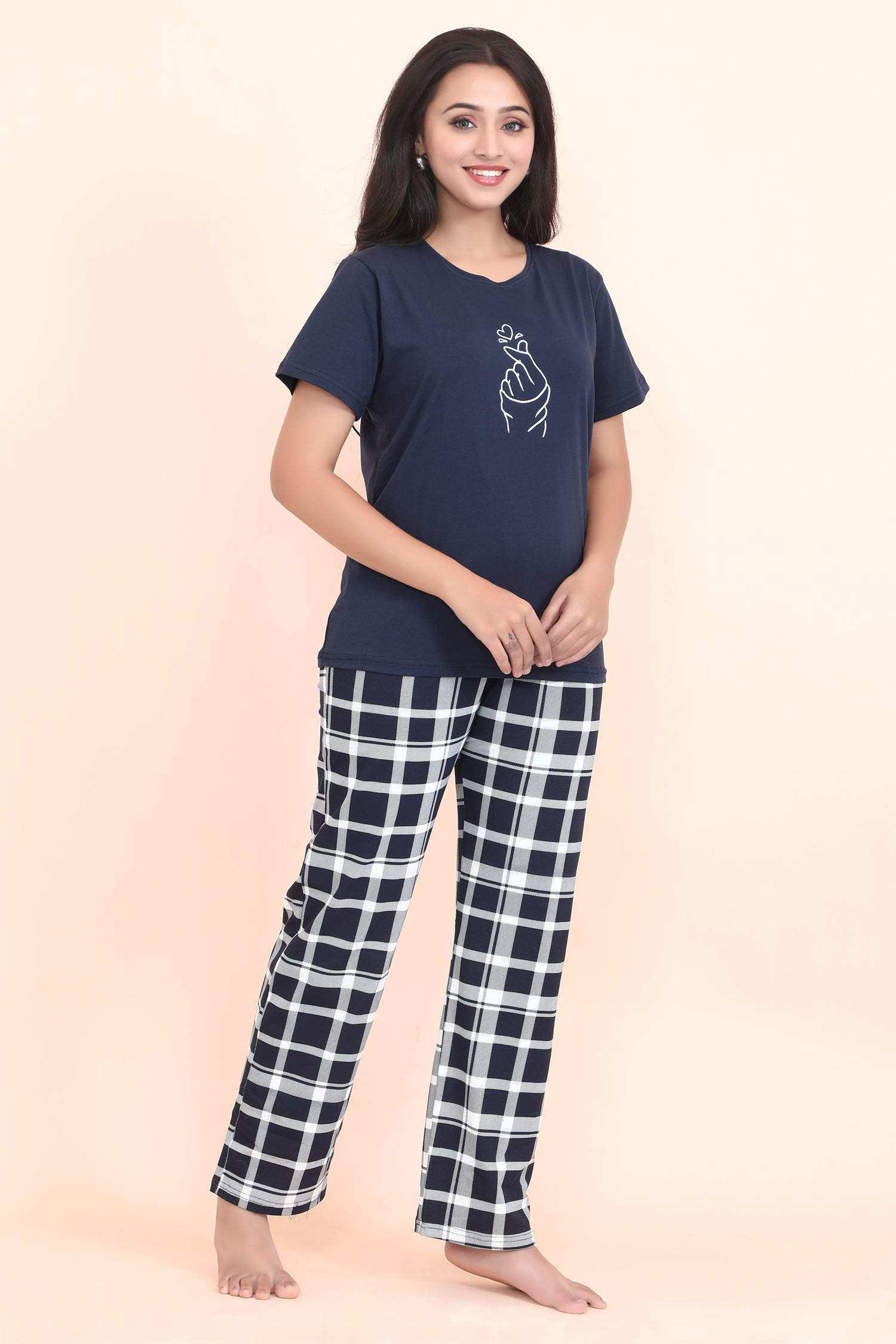 Velure Cute Classic Pajama Set - Velure - - Abstract Print, Full Length Pant, Half Sleeves, Round neck nightsuit