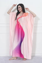 Velure Embellished Gradient Kaftan - Velure - - Center Drawstring, Full Length Nighty, Satin