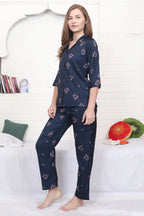 Velure Trendy Floral Satin Night Suit
