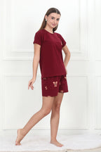 Velure Adorable Teddy Shorts Set - Velure - - Cotton Lycra Fabric, Printed, Round neck, Shorts