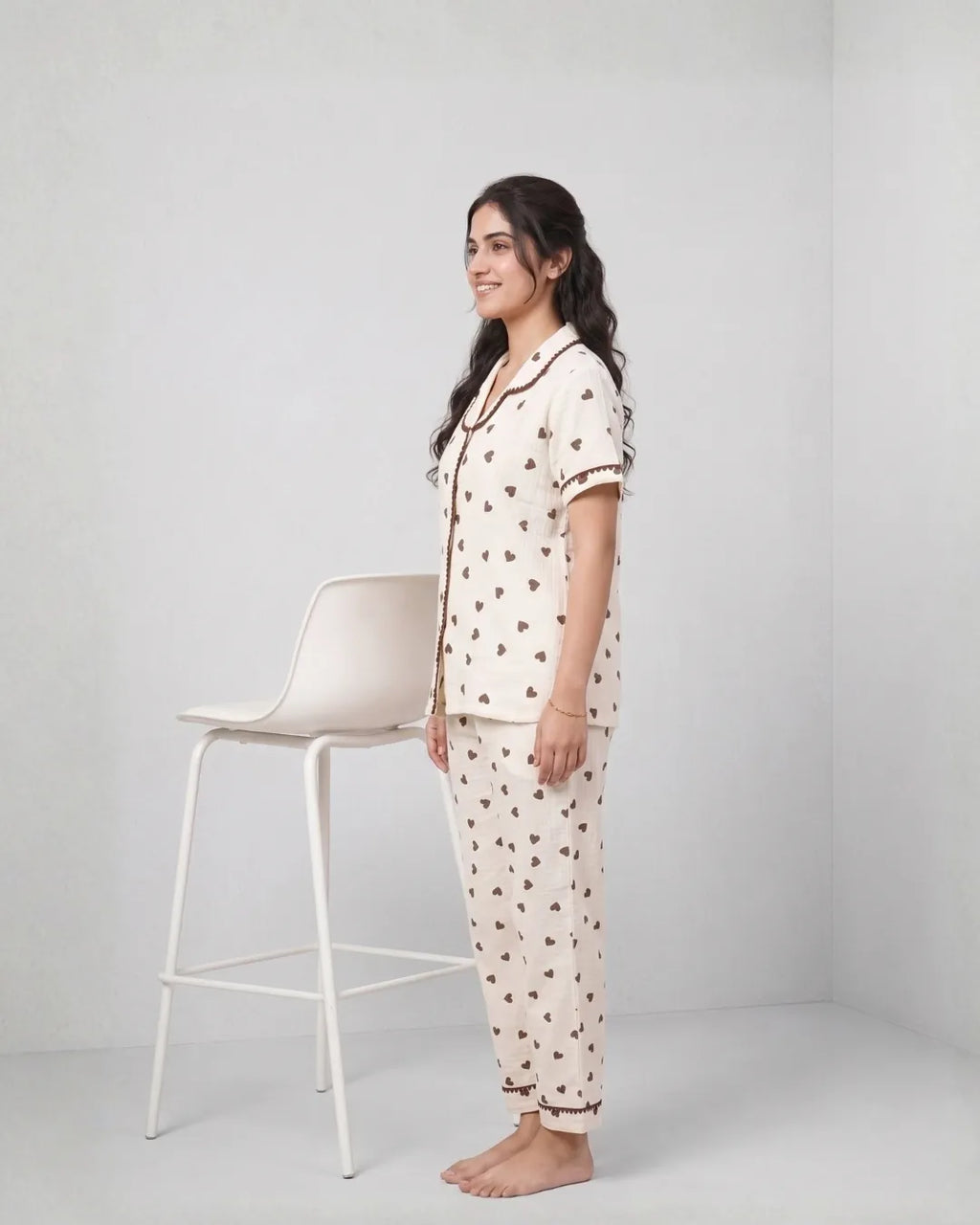 Velure Sweet Cocoa Hearts Night Suit