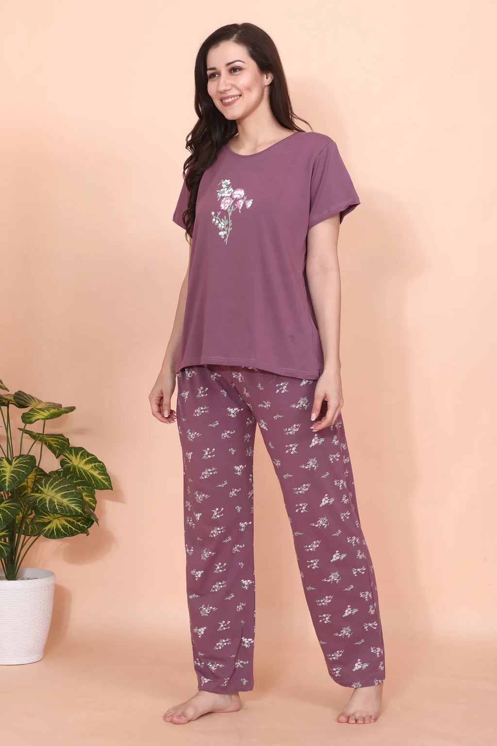 Velure Abstract Comfort Floral Print Pajama Set