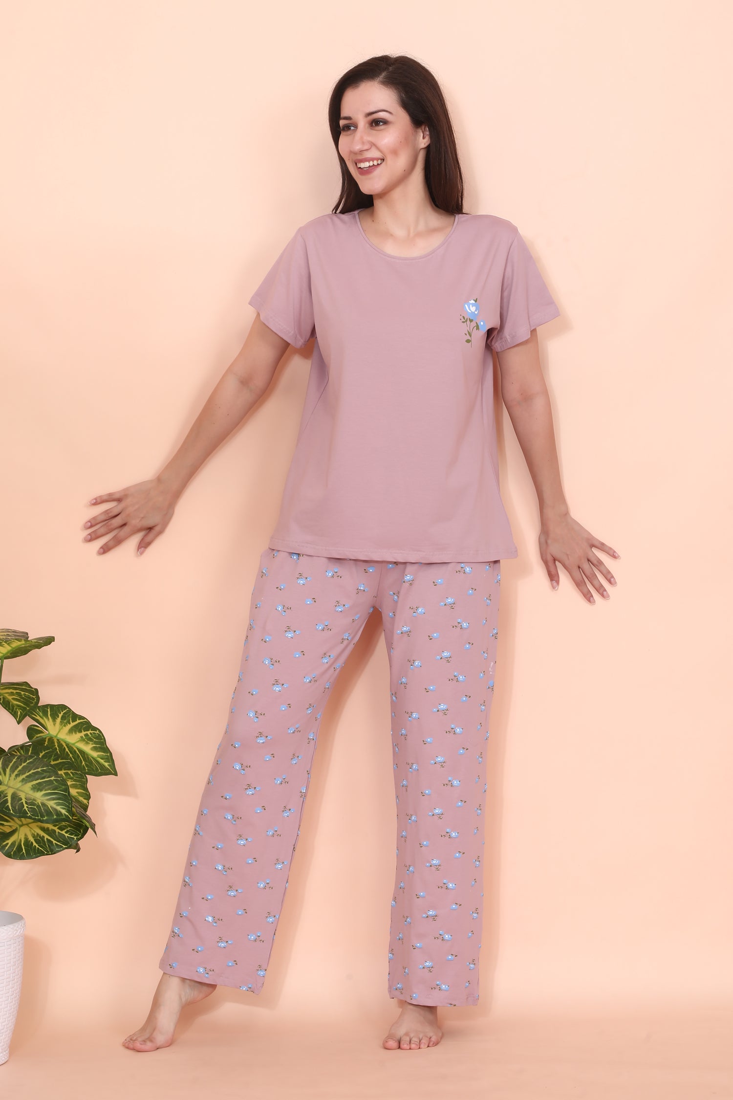 Velure Rosy Whisper Floral Print Pajama Set