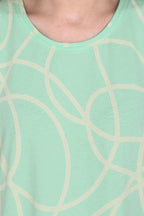 Velure Geometric Print Short Nighty - Velure - - 3/4 Sleeves, Cotton, Knee Length, Printed, Round neck