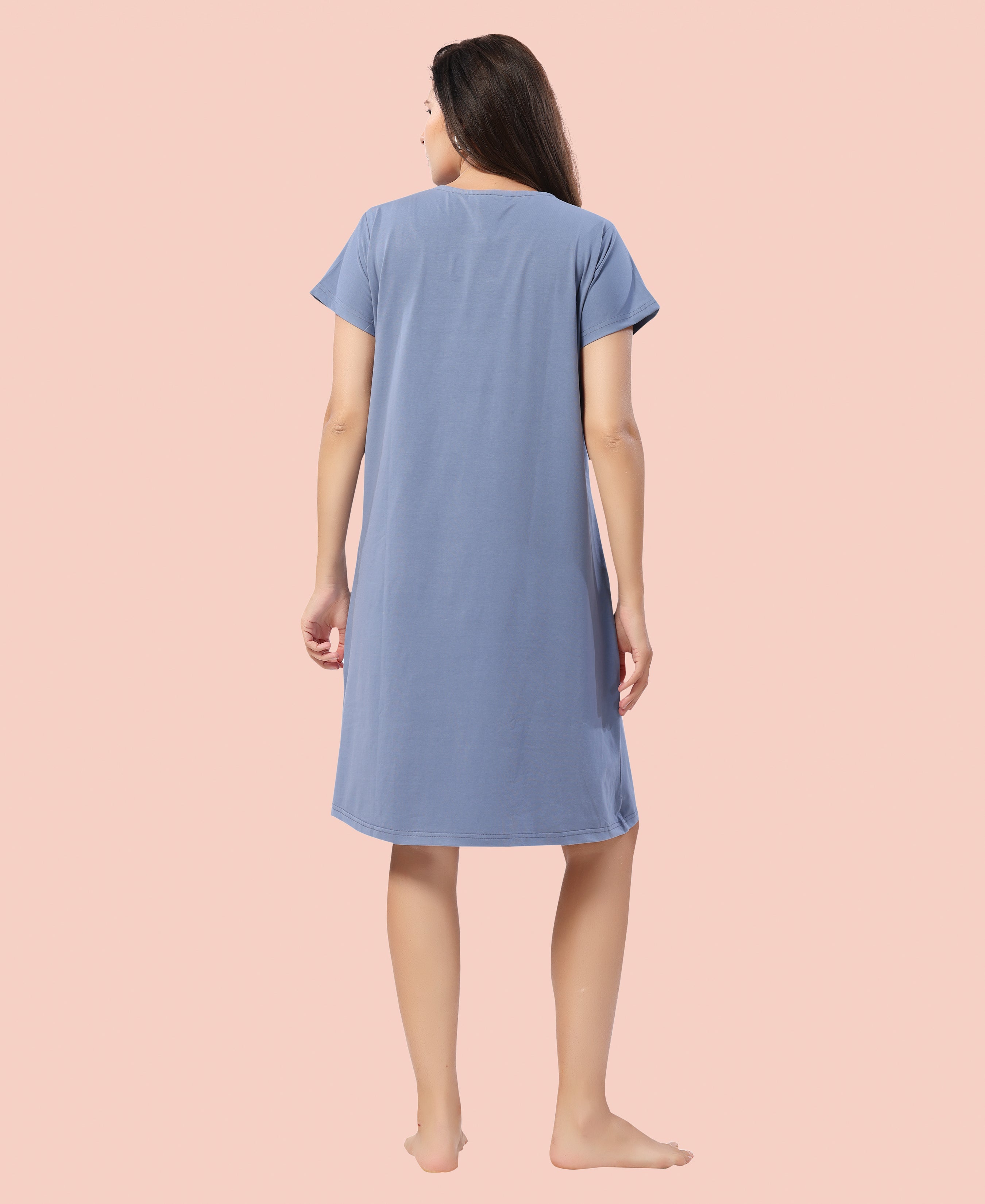 Velure Joyful Short Nighty - Velure - - Cotton, Half Sleeves, Knee Length, Printed, Round neck