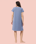 Velure Joyful Short Nighty - Velure - - Cotton, Half Sleeves, Knee Length, Printed, Round neck