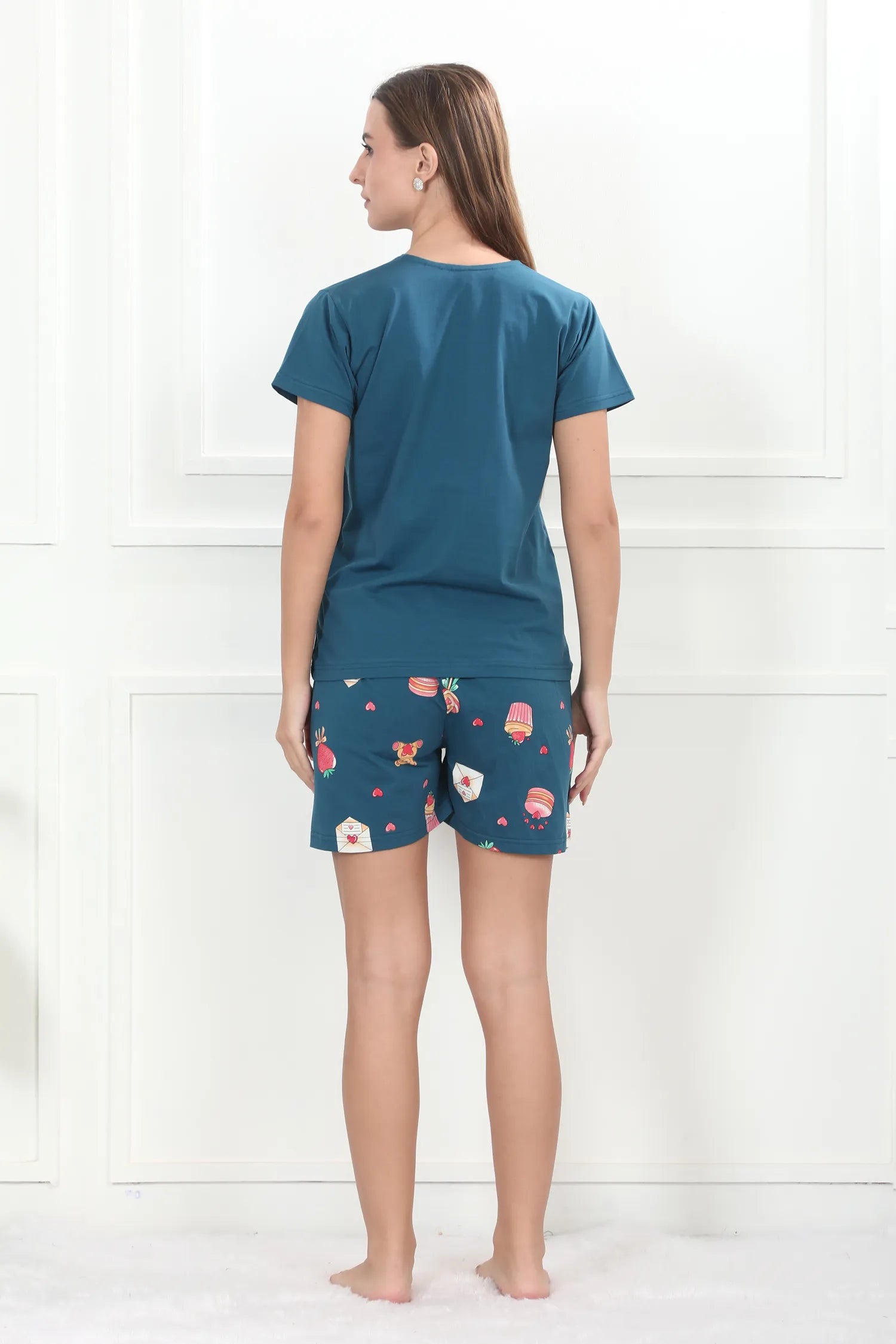 Velure Attracctive Candy Print Shorts Set - Velure - - Cotton Lycra Fabric, Half Sleeves, Printed, Round neck, Shorts