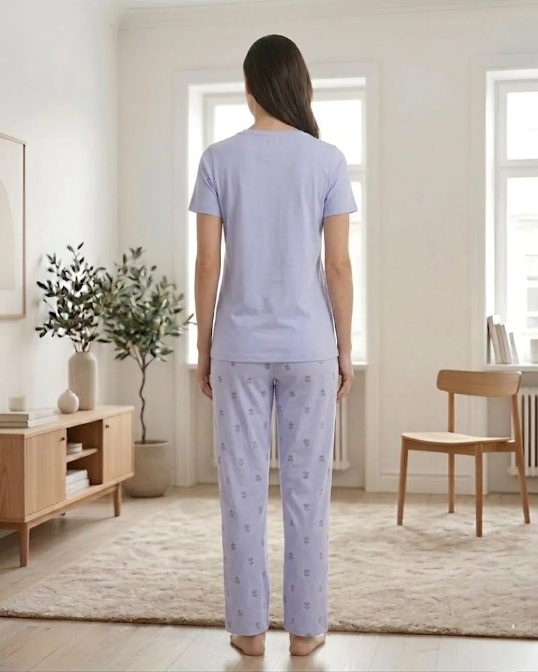 Velure Classic Blue Tulip Print Pajama Set