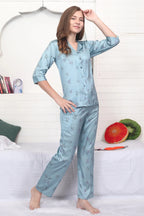 Velure Charming Floral Print Satin Night Suit