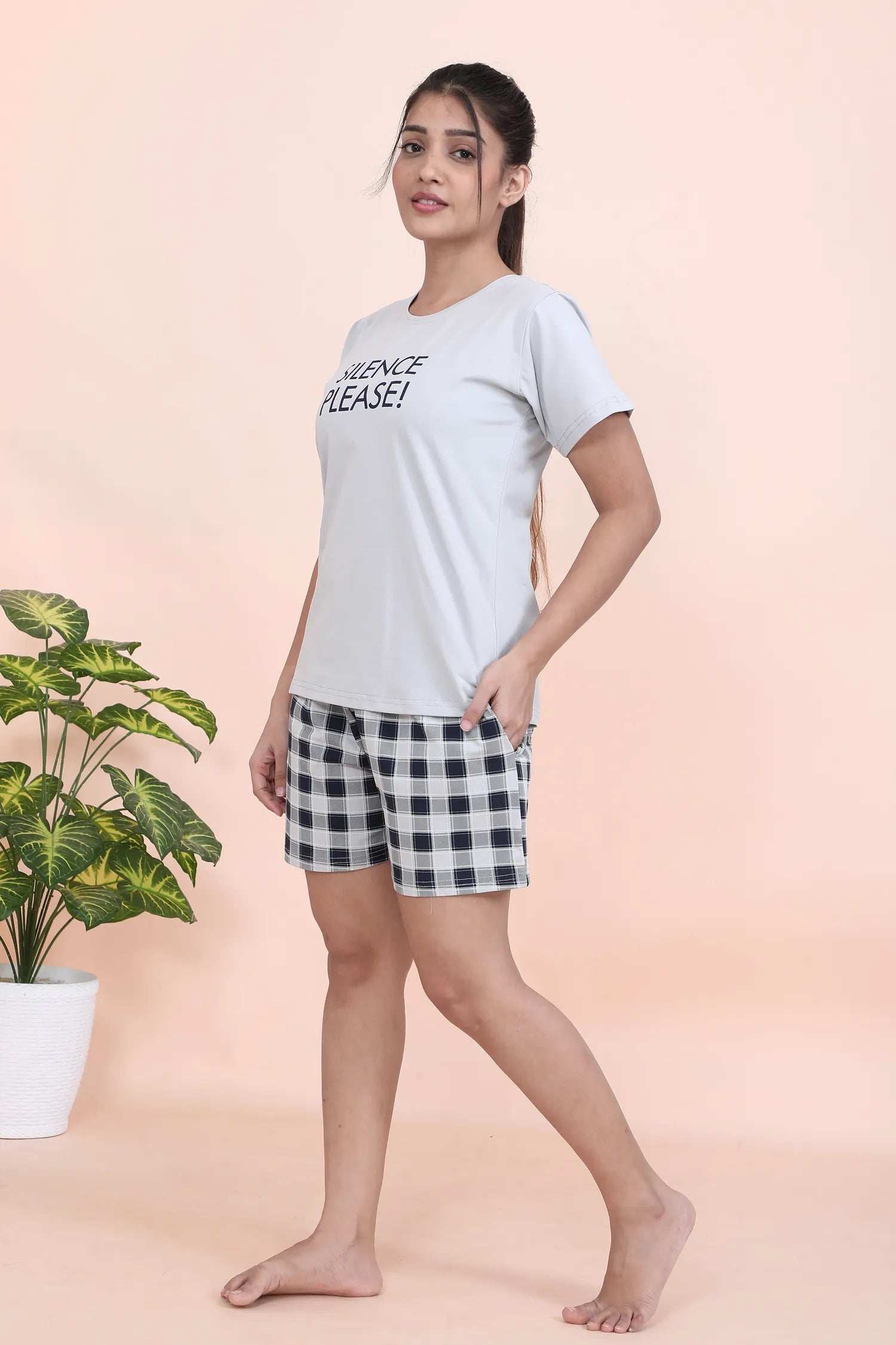 Velure Modern Casual Shorts Set - Velure - - Cotton Lycra Fabric, Half Sleeves, Printed, Round neck