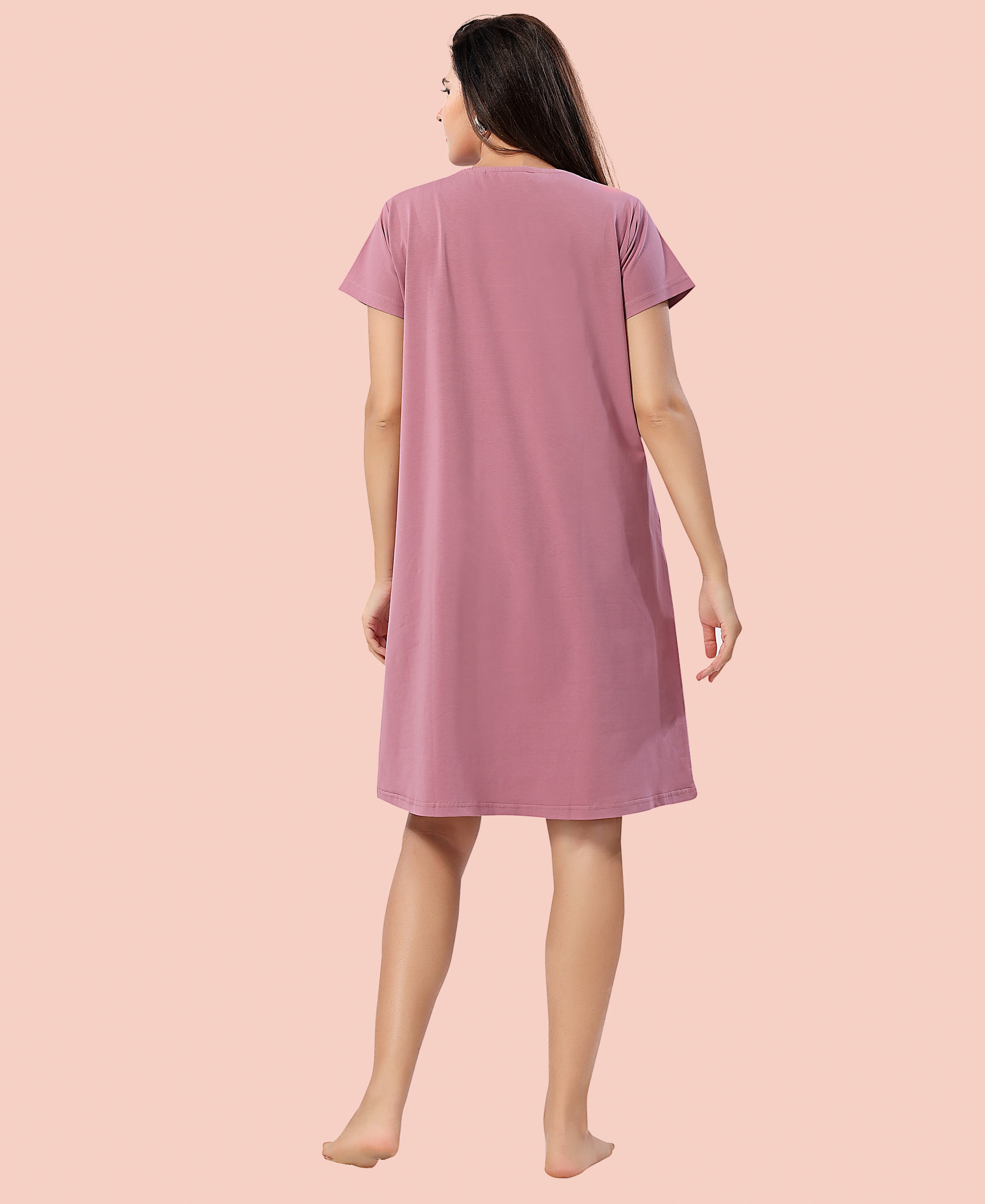 Velure Cheerful Teddy Print Short Nighty - Velure - - Cotton, Half Sleeves, Knee Length, Printed, Round neck