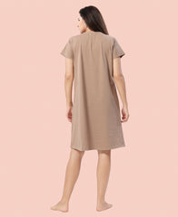 Velure Cozy Panda Short Nighty - Velure - - Cotton, Half Sleeves, Knee Length, Printed, Round neck
