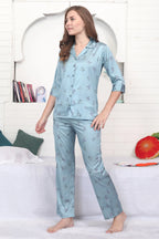 Velure Charming Floral Print Satin Night Suit