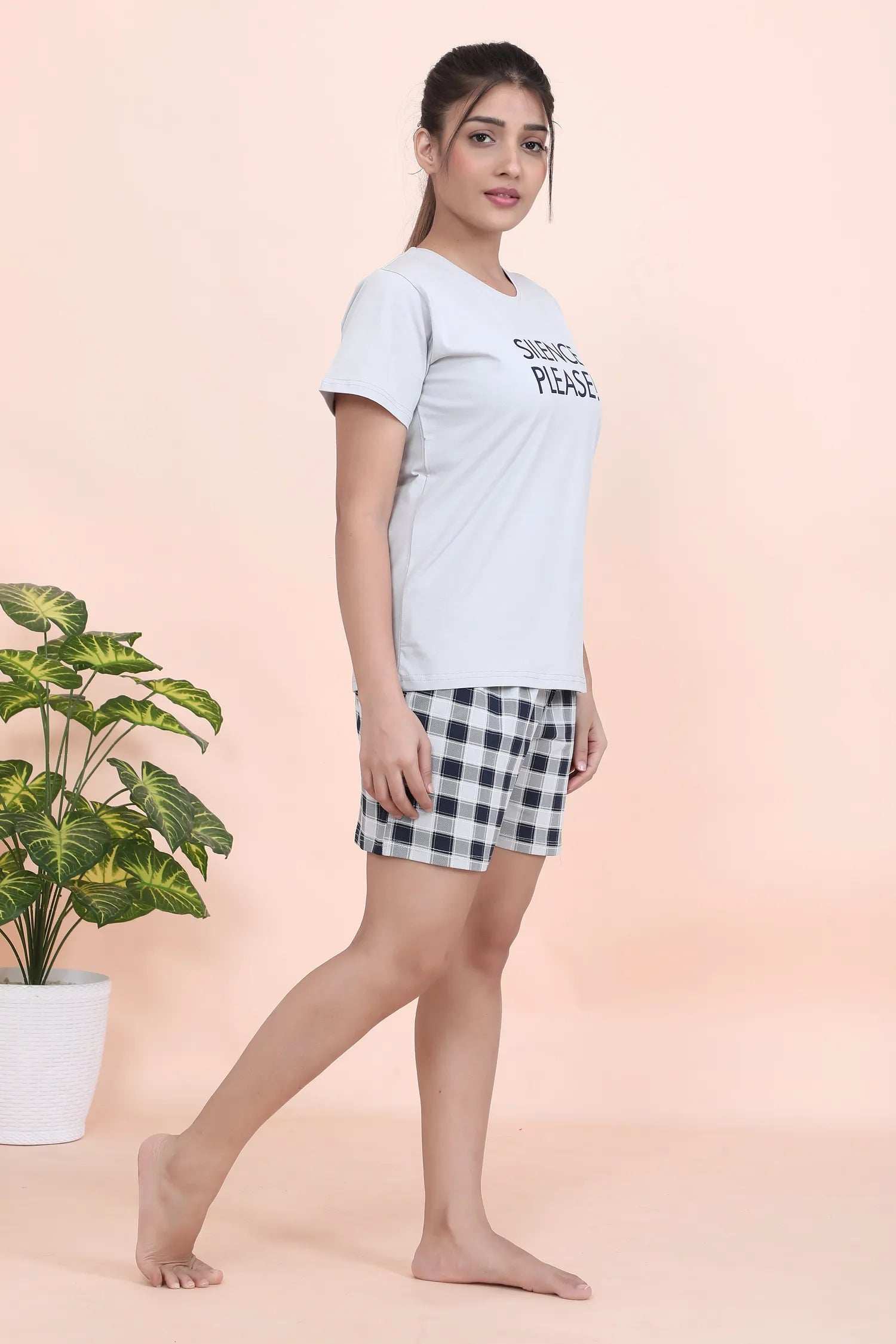 Velure Modern Casual Shorts Set - Velure - - Cotton Lycra Fabric, Half Sleeves, Printed, Round neck