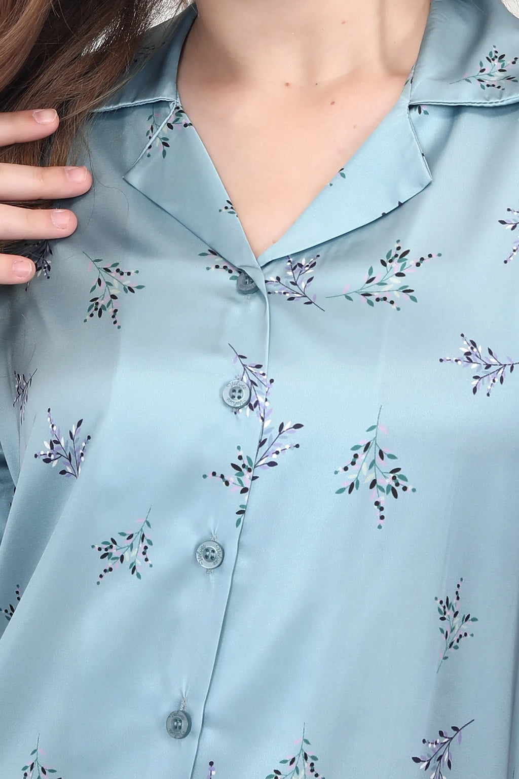 Velure Charming Floral Print Satin Night Suit