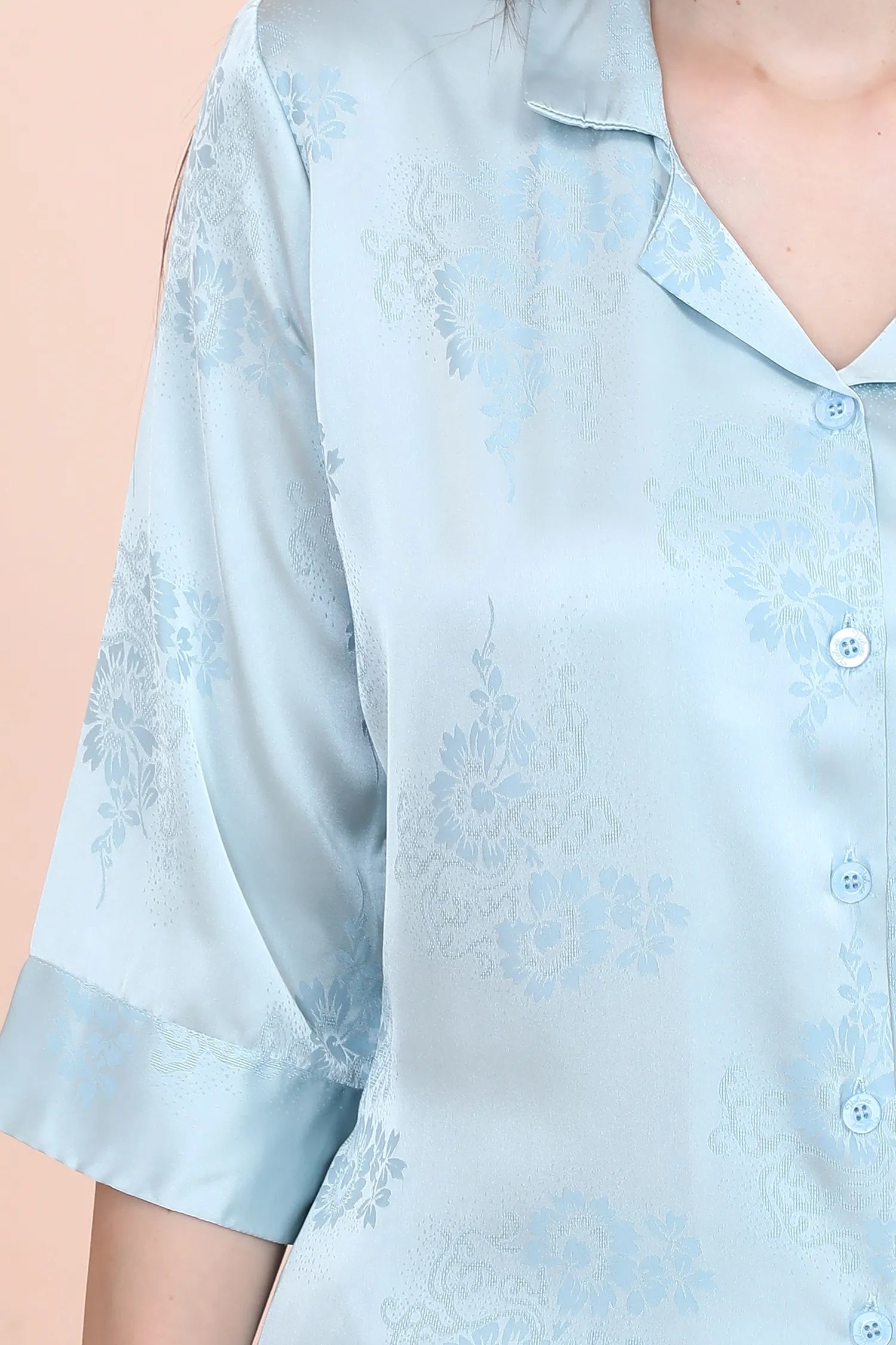 Velure Elegant Floral Print Satin Night Suit