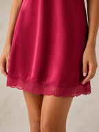 Velure Magenta Whisper — Satin Lace Chemise