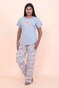 Velure Gingerbread Cookie Print Pajama Set - Velure - - Cotton Lycra Fabric, Full Length Pant, Half Sleeves, Round neck nightsuit