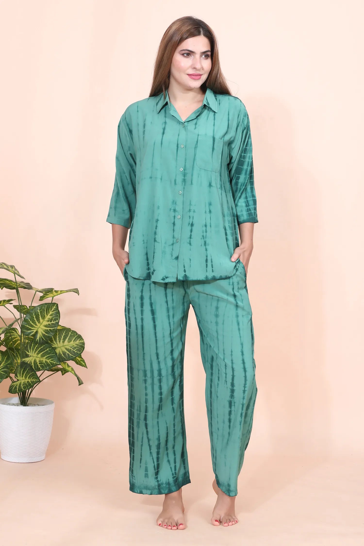 Velure Pleasing Green Palazzo Co-ord Set