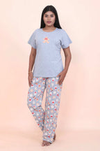 Velure Gingerbread Cookie Print Pajama Set - Velure - - Cotton Lycra Fabric, Full Length Pant, Half Sleeves, Round neck nightsuit