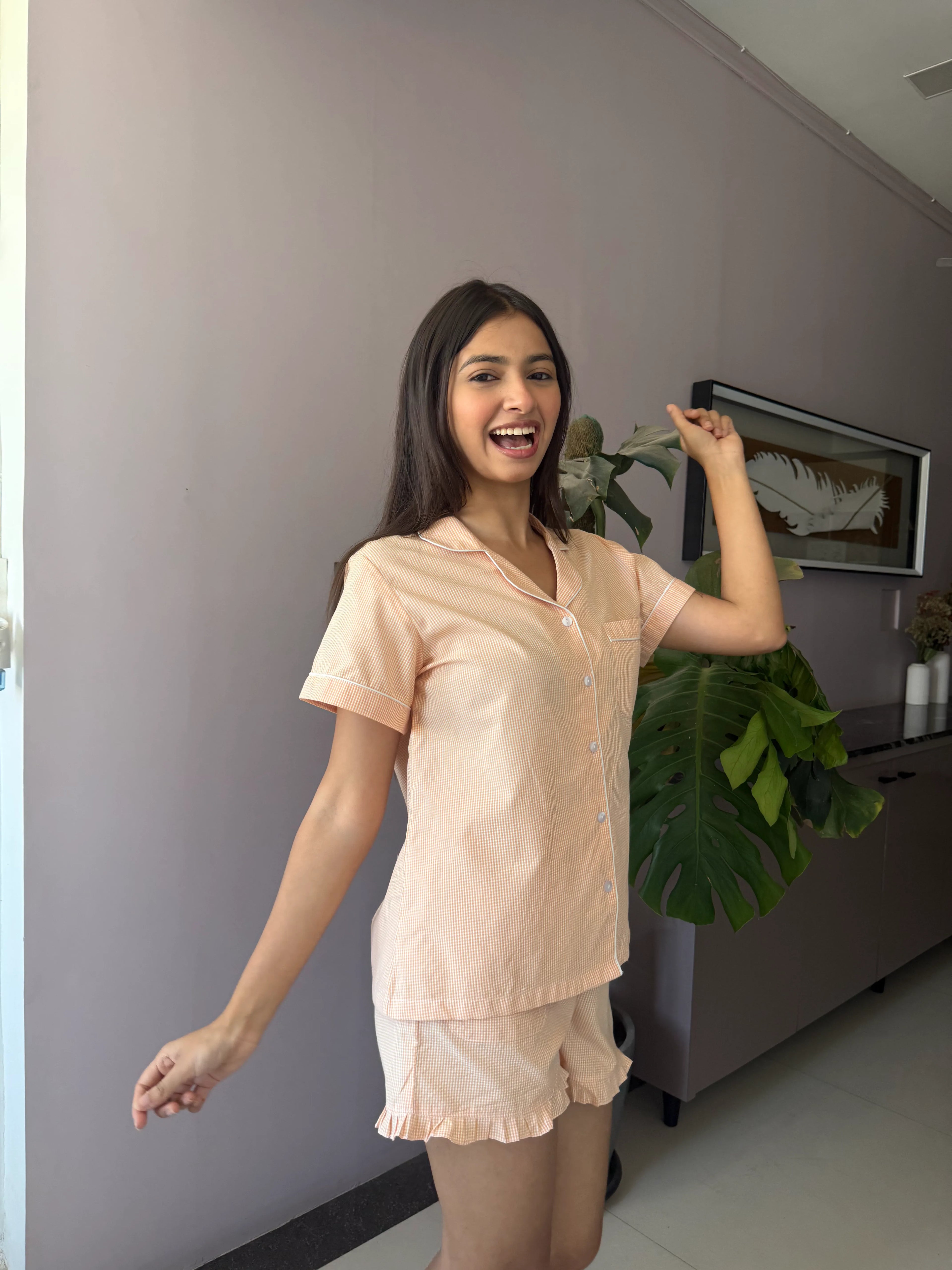 Velure Apricot Fizz Shorts Set