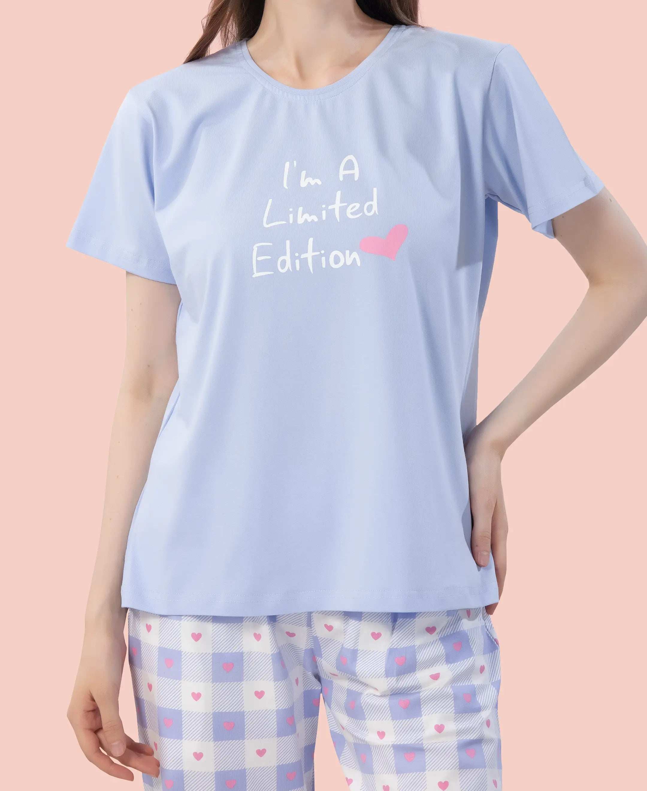 Velure Sleek Printed Pajama Set - Velure - - Cotton Lycra Fabric, Full Length Pant, Round neck