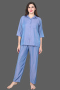 Velure Tunic Co-ord Set - Velure - - 3/4 Sleeves, Collar Neck, Cotton, Front Button Open, Full Length Pant
