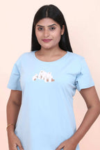 Velure Cute Cartoon Polar Bear Printed Pajama Set - Velure - - Cotton Lycra Fabric, Full Length Pant, Half Sleeves, Round neck nightsuit