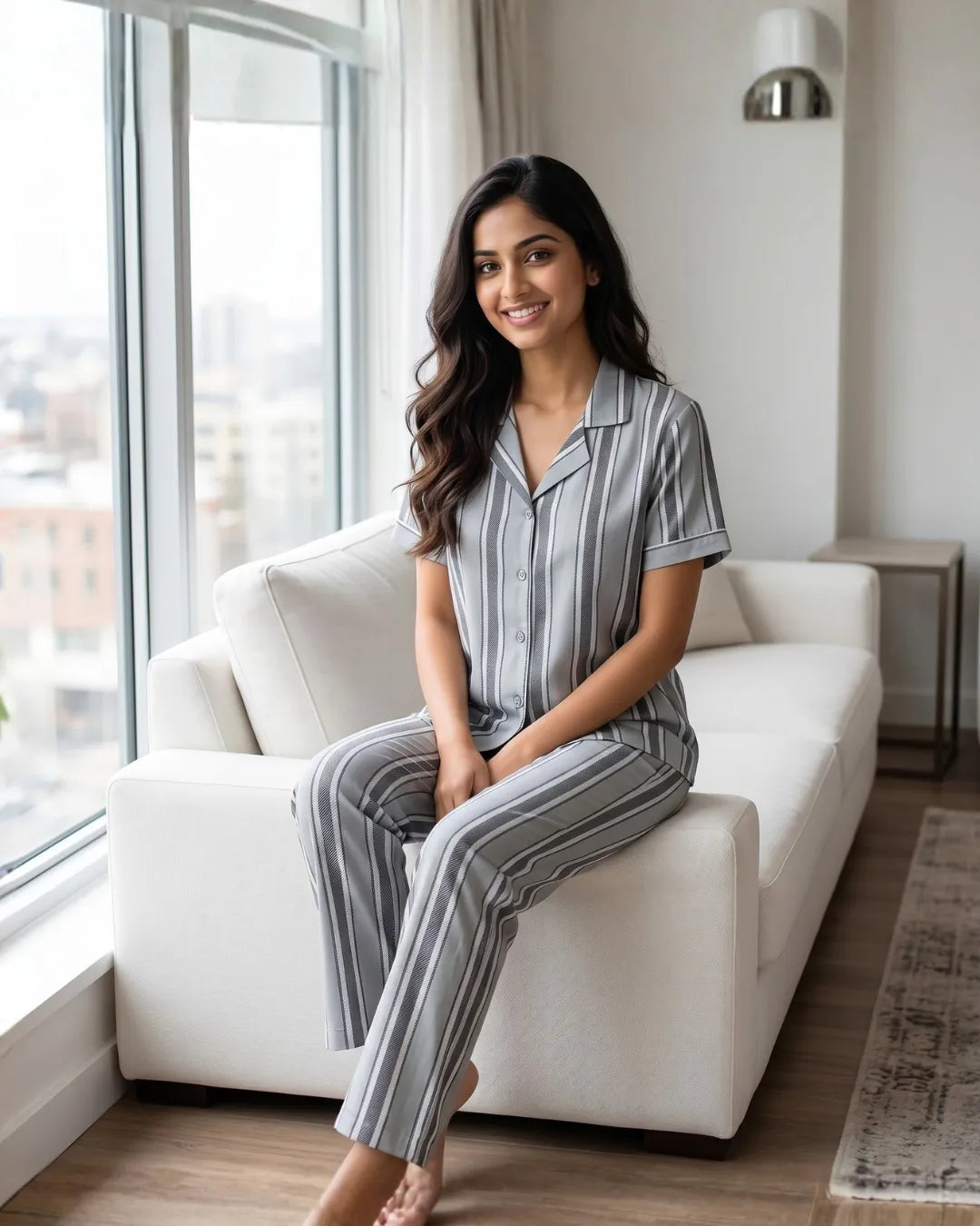 Velure Classic Stripe Night Suit