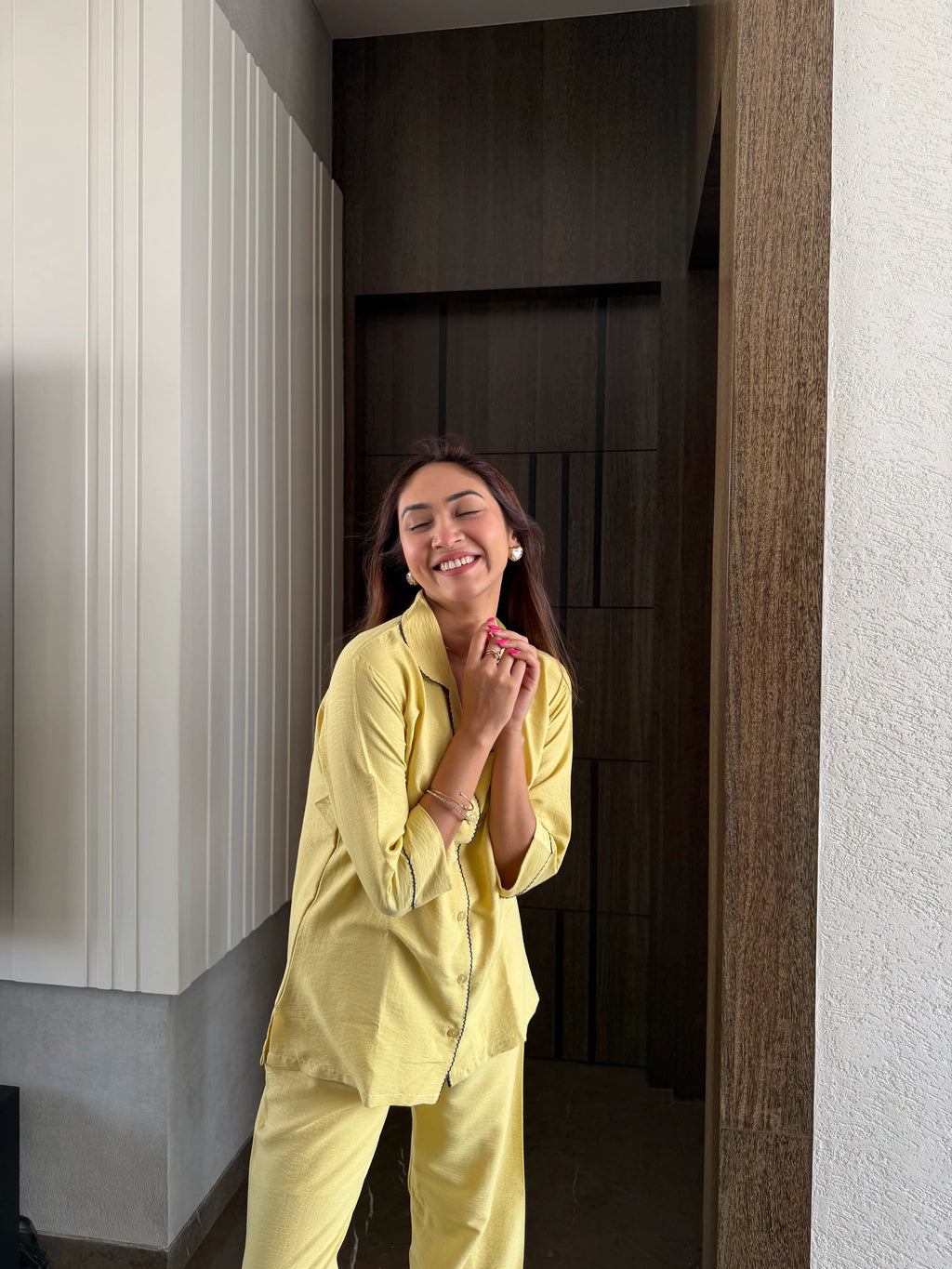 Velure Soothing Mustard Cotton Night Suit