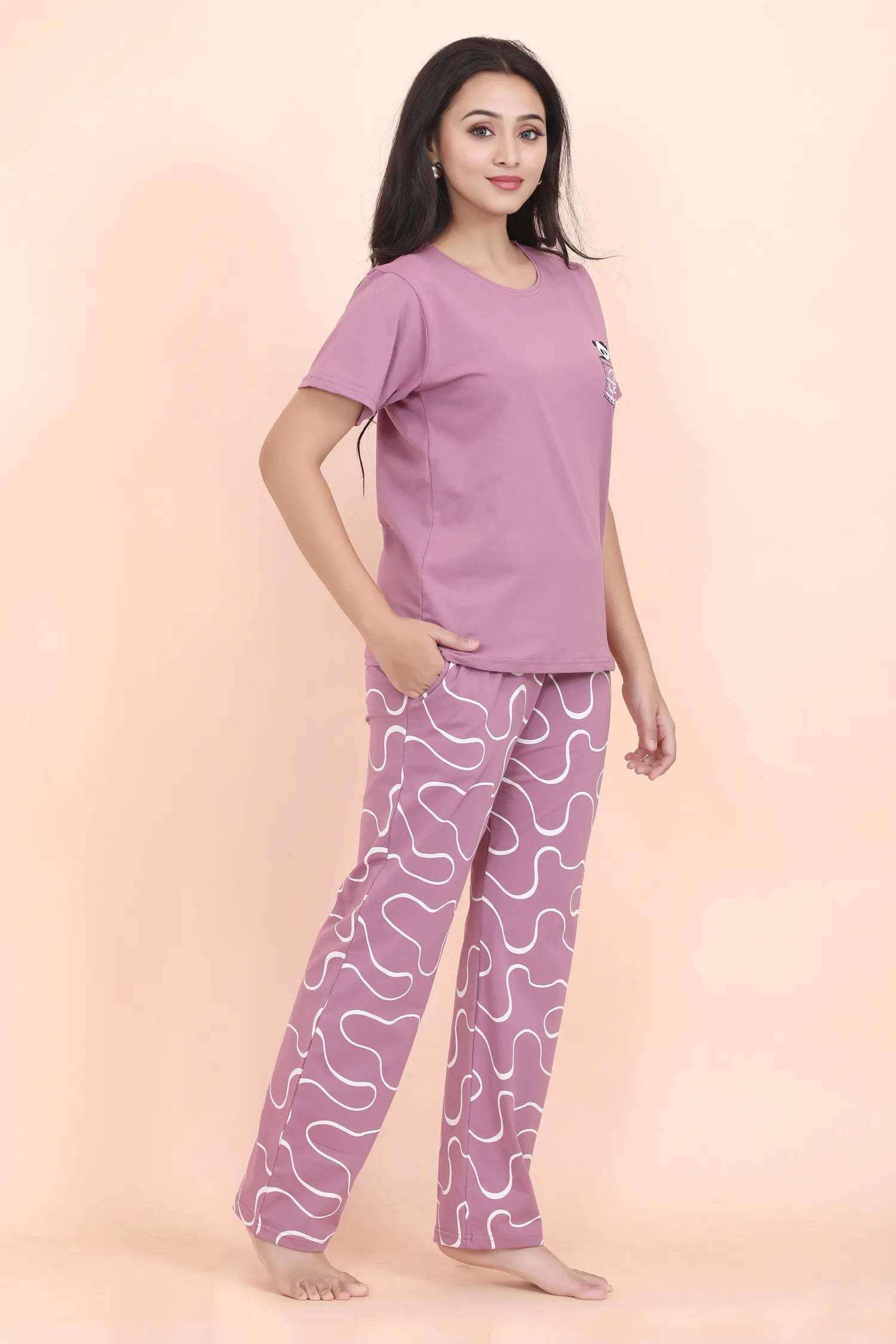 Velure Cozy Panda Print Pajama Set - Velure - - Cotton Lycra Fabric, Full Length Pant, Half Sleeves, Round neck nightsuit