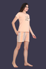 Velure Trendy Orange Shorts Set - Velure - Short sets - Cotton Lycra Fabric, Full Sleeves, Round neck, Shorts