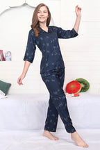 Velure Captivating Floral Print Satin Night Suit