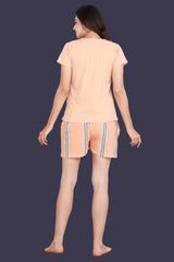 Velure Trendy Orange Shorts Set - Velure - Short sets - Cotton Lycra Fabric, Full Sleeves, Round neck, Shorts