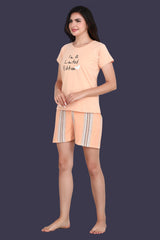 Velure Trendy Orange Shorts Set - Velure - Short sets - Cotton Lycra Fabric, Full Sleeves, Round neck, Shorts