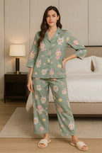 Velure Labubu Green Satin Night Suit