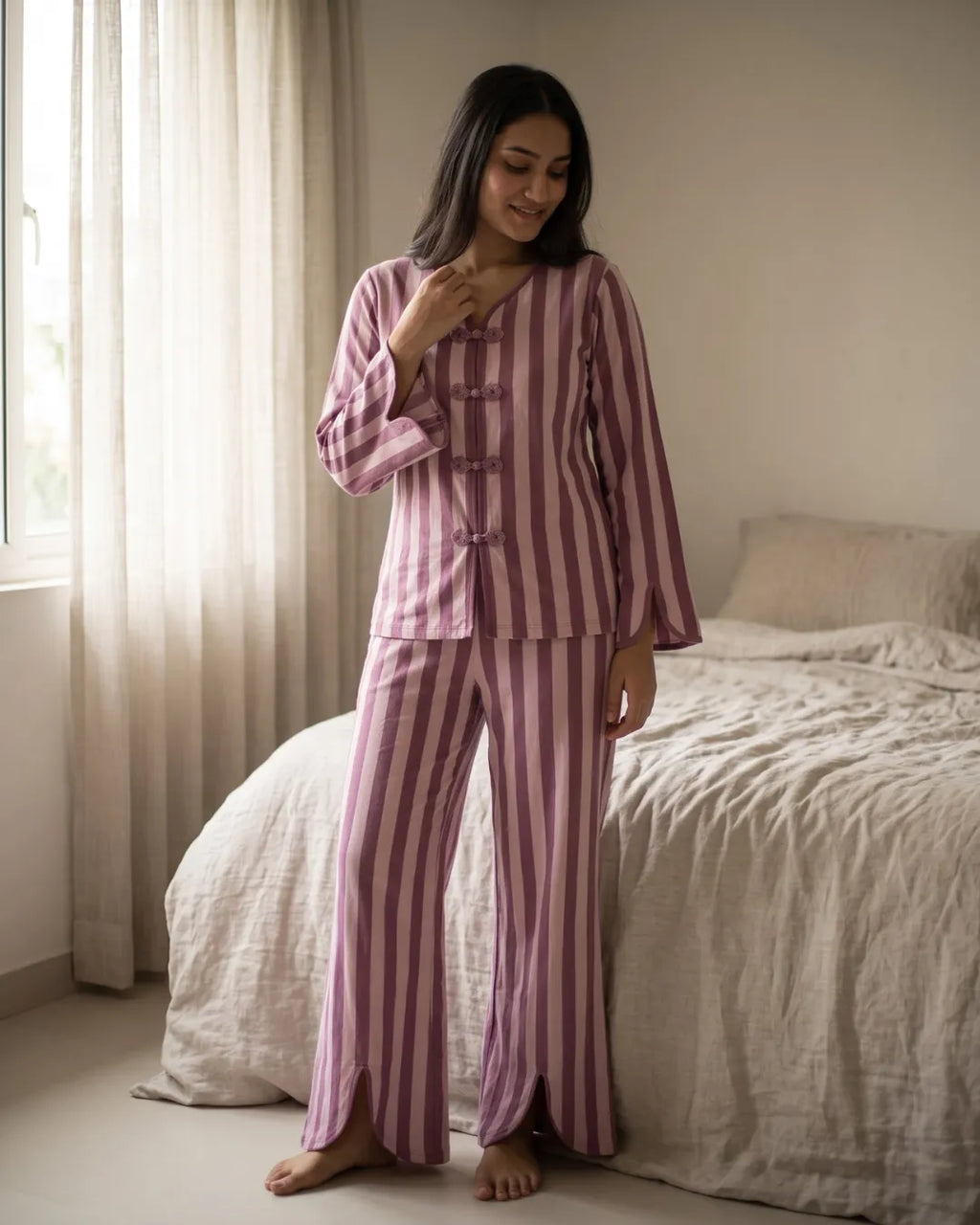 Velure Mauve Wine Night Suit