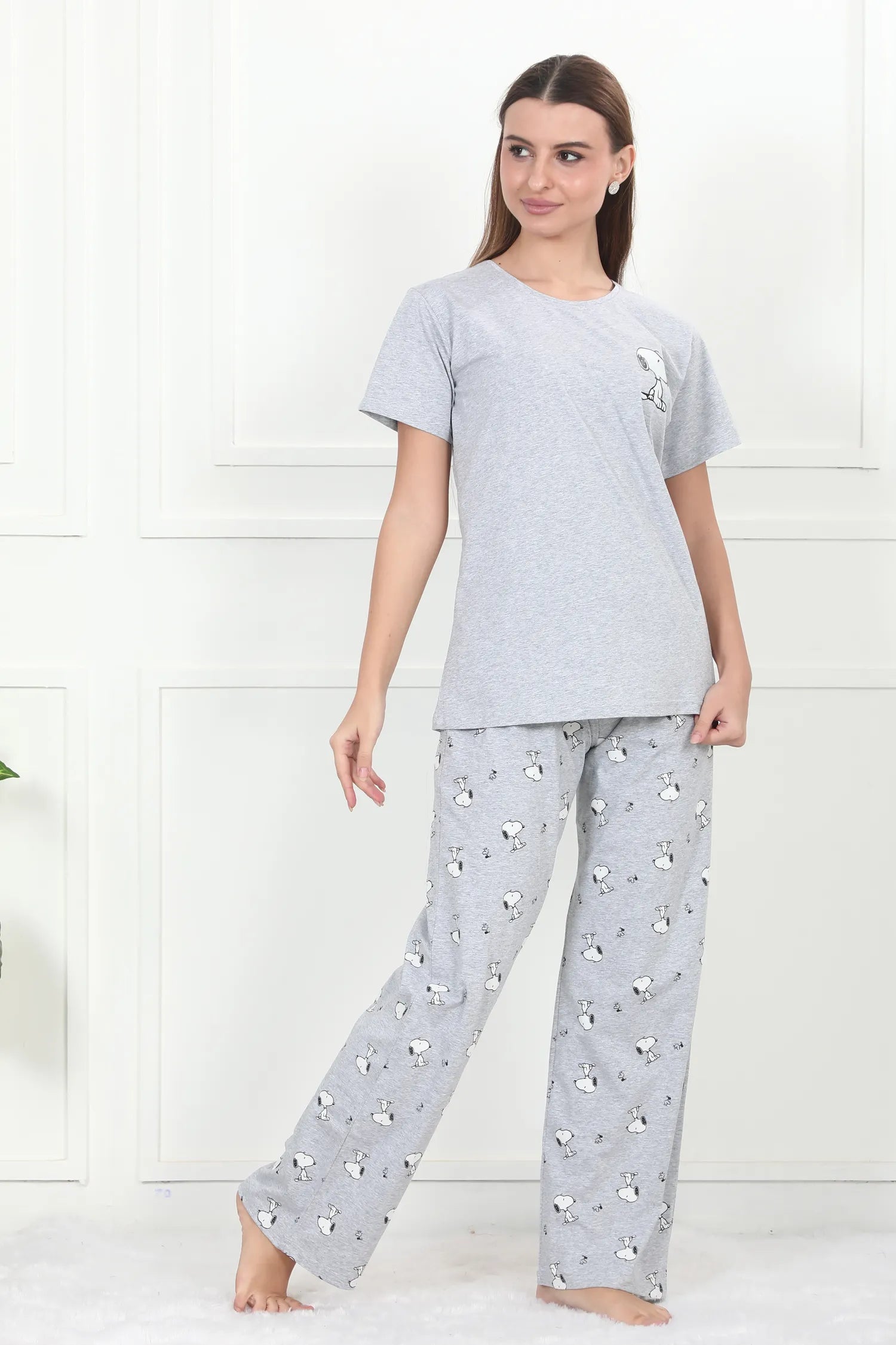 Velure Grey Snoopy Pajama Set